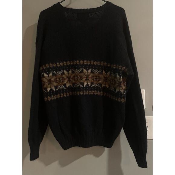 Eddie Bauer Sweater Nordic Vintage Wool Blend Knit V Neck Pullover Mens Medium - Picture 2 of 6